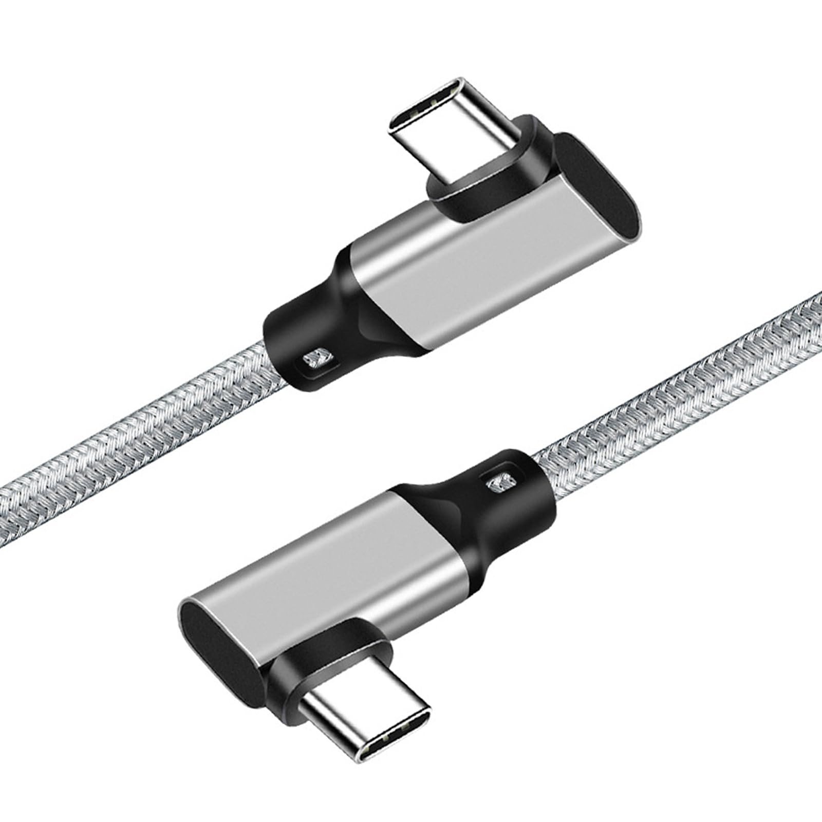 Type C to Type C ケーブル L字 Popolier (両端L型-グレー, 0.2m) 【20Gbps高速データ転送 /100W急速充電 PD対応 /4K@60Hz映像出力 】USB-C to USB-C ケーブル スマートフォン、タブレット、ノートパソコンのタイプc機種に対応