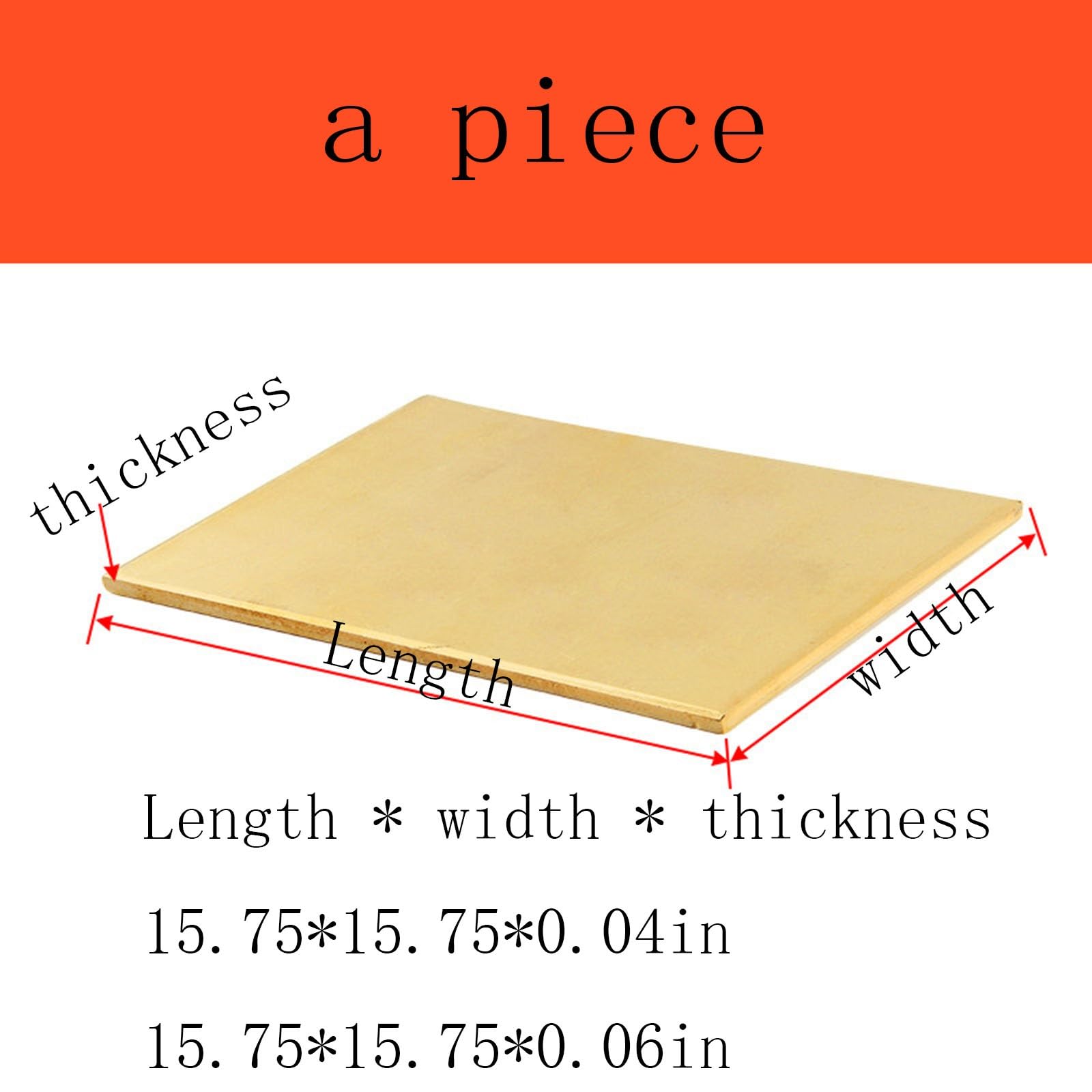 Einteilige helle, flache Messingplatte | DIY-Herstellung von Namensschildern, industriell geschnittene Kupferplatte(400*500*1.5mm)