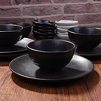 Vista 7 de Japanese Black Rice Bowls Set of 4, Ceramic Asian Bowls Sushi Bowls for Rice, Oats, Soup, Snacks, Desserts