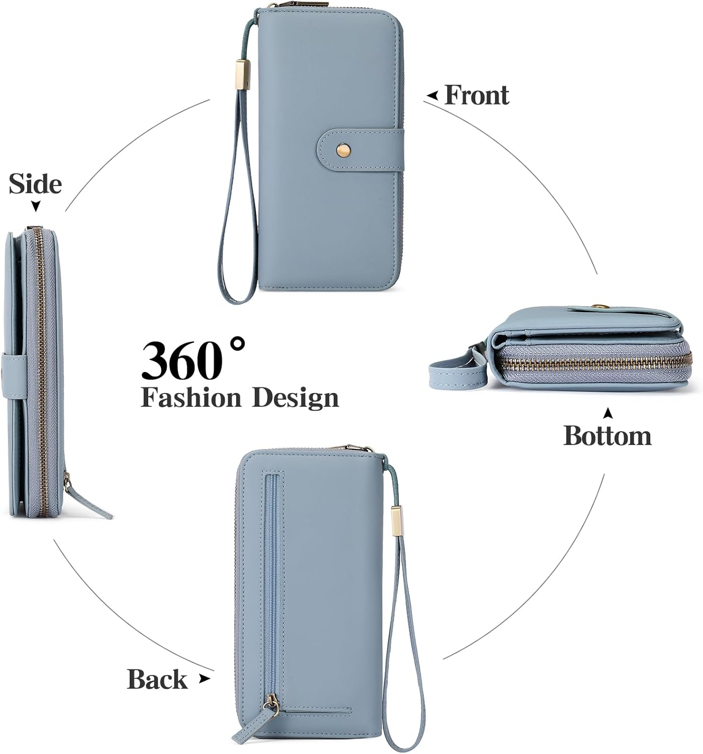 GAEKEAO Wallet for Women Clutch RFID Blocking Wristlet Leather Purse Large Capacity Credit Card Holder with Grip Hand Strap - Image 4