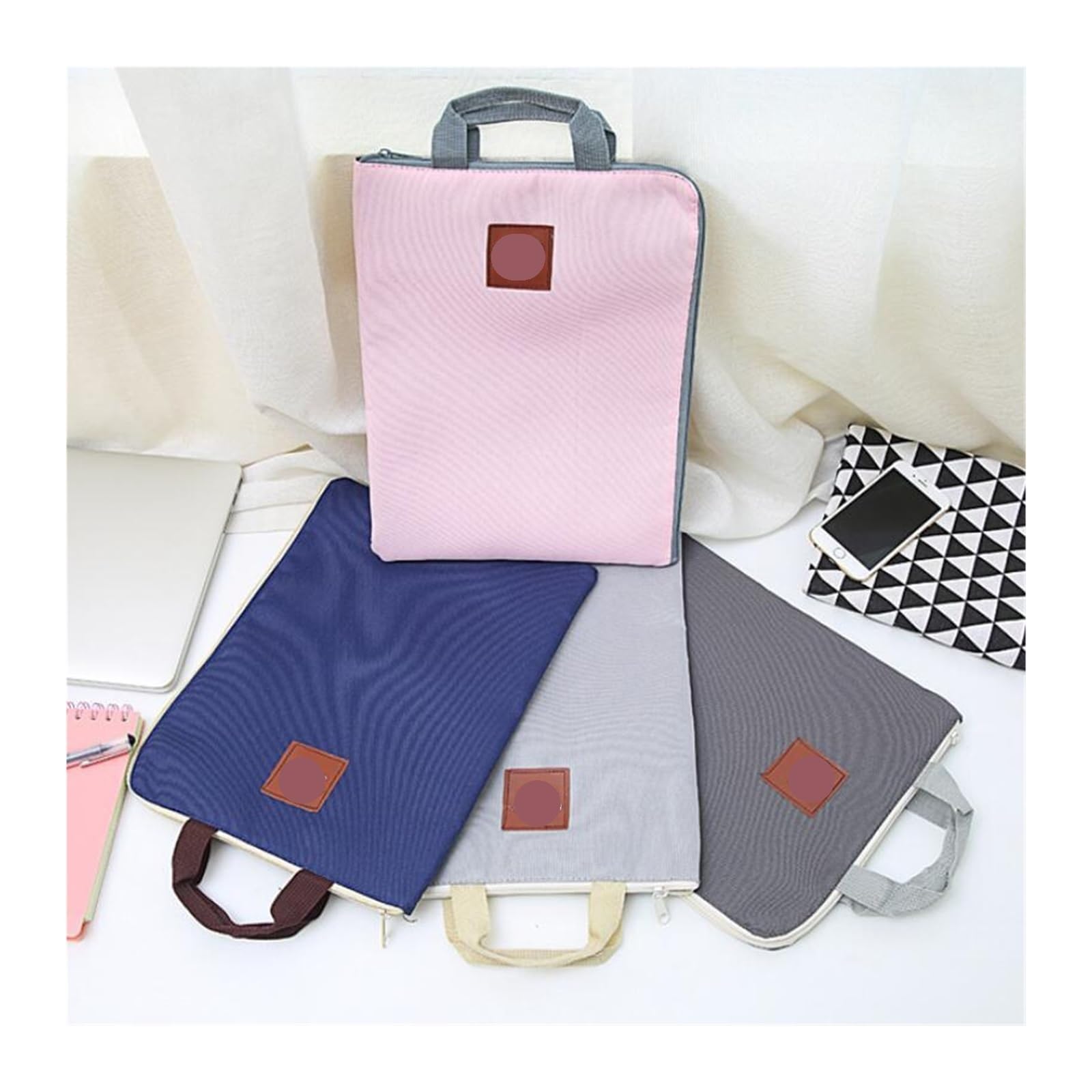 6pcs Paper Portable Pocket Bill File Folder Office & School Supplies Storage Document Holder Fabric Pouch Package Per Scrivania