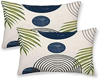 Vista 31 de Juego de 2 fundas de almohada bohemias de 20 x 20 pulgadas, con hojas bohemias abstractas de mediados de siglo, decorativas, para exteriores, fundas