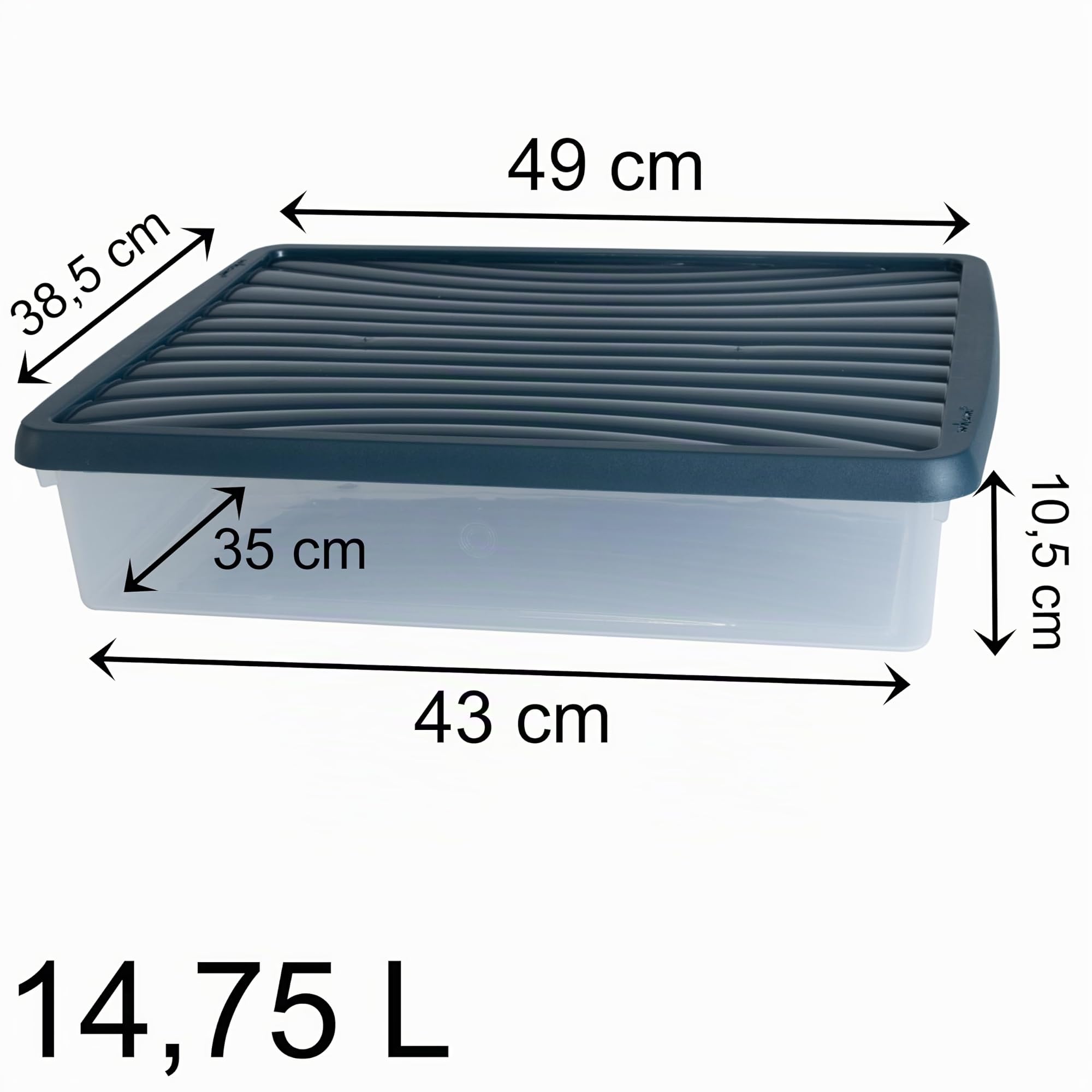 4x AUFBEWAHRUNGSBOX 14,75L DIN A3-Format Deckel 49x38,5x10,5cm Blau Storage