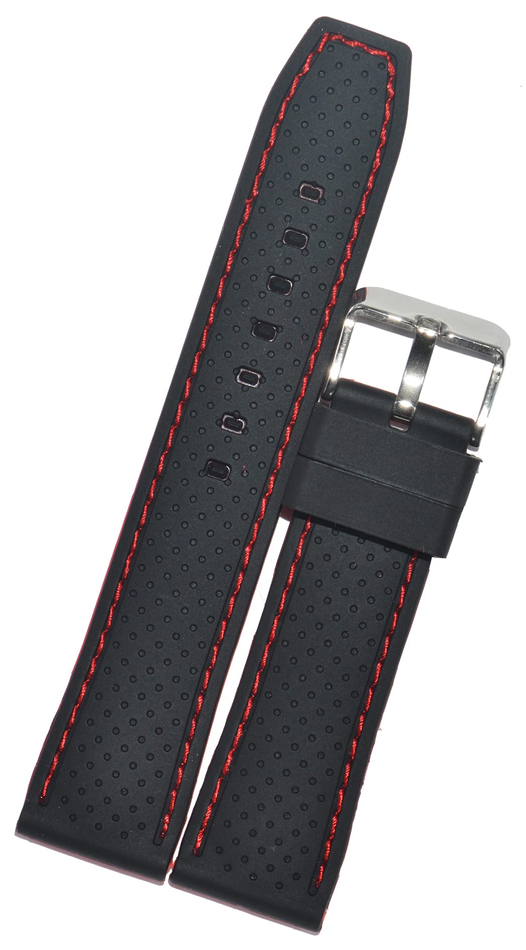 SURU® 22MM Elite Dotted Red Nylon Stitch Silicone Watch Strap/Watch Band (Colour- Black/Width- 22mm) T190 (B095HVMPB5) Amazon Price History, Amazon Price Tracker