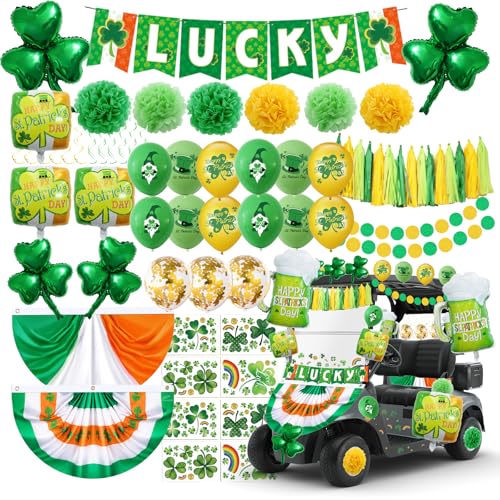 71 Pcs St. Patrick's Day Golf Cart Decorations Kit, Complete