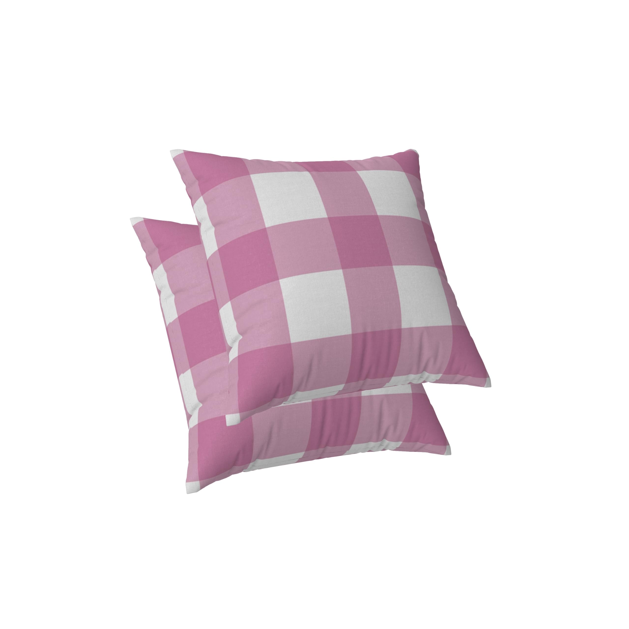 ggaimwf Pastel Gingham Cushion Covers Pink Purple Tartan Plaid Chair Cushions Farmhouse Throw Pillow Covers Linen Look Checkered Pillows for Bed Couch Living Room Outdoor Garden Patio 60x60cm Set of 2