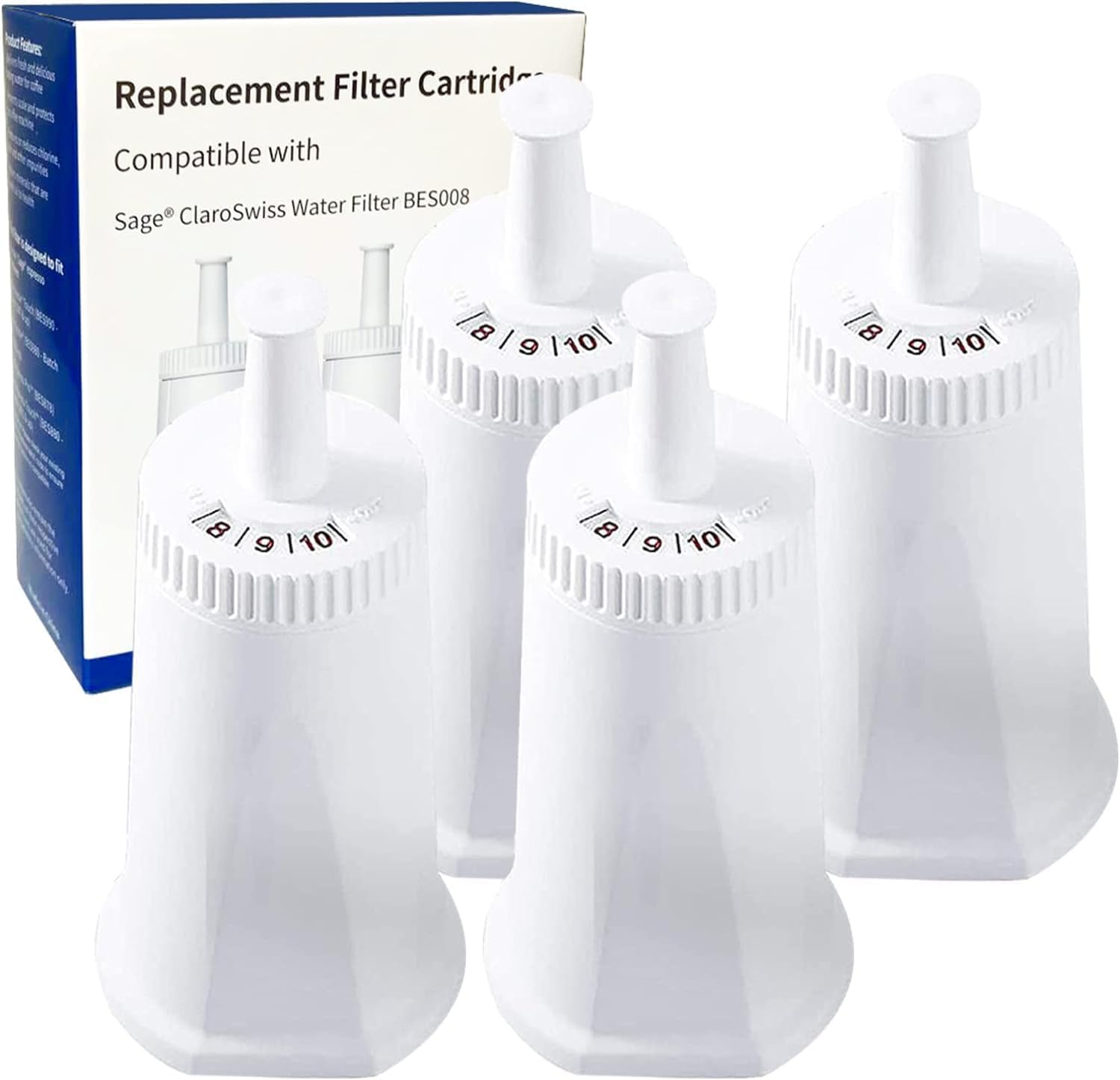 Replacement Water Filter for Breville Sage Oracle Touch,Barista,Claro Swiss,BES008,Bes920,BES878,BES880,BES980,BES990 Espresso Coffee Machine,Part #BES008WHT0NUC1-4 Pack