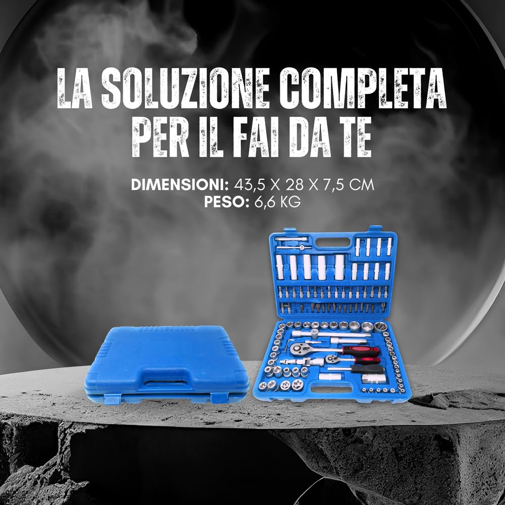 Valigetta Attrezzi da 108 Pezzi, Chiavi a Bussola, Cricchetto e Cacciavite