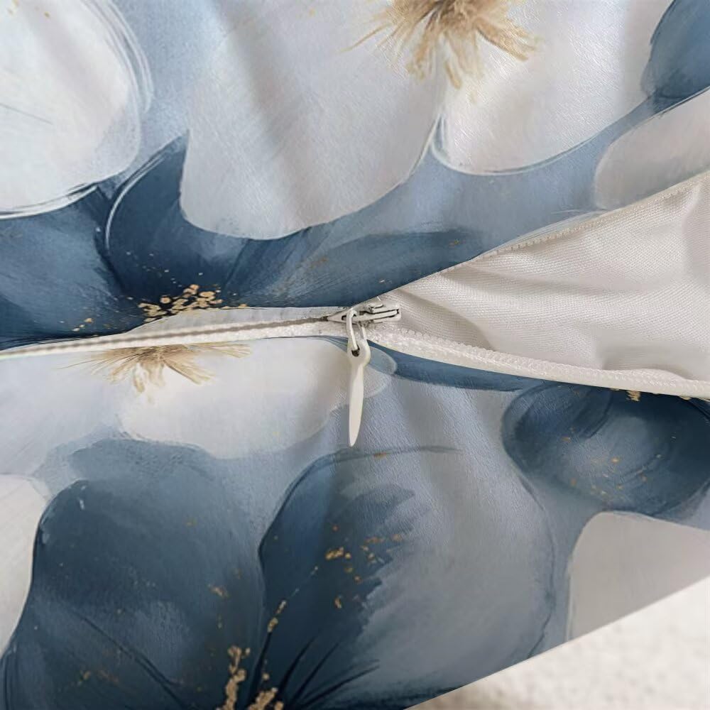 Federe Cuscini Divano 60x60 cm Federe Morbido Copricuscini Blu in Velluto, 2 Pezzi Copri Cuscini per Divano Primavera Quadrati Decorativi Federa Cuscino Fiore per Camera da Letto Soggiorno (IU83)