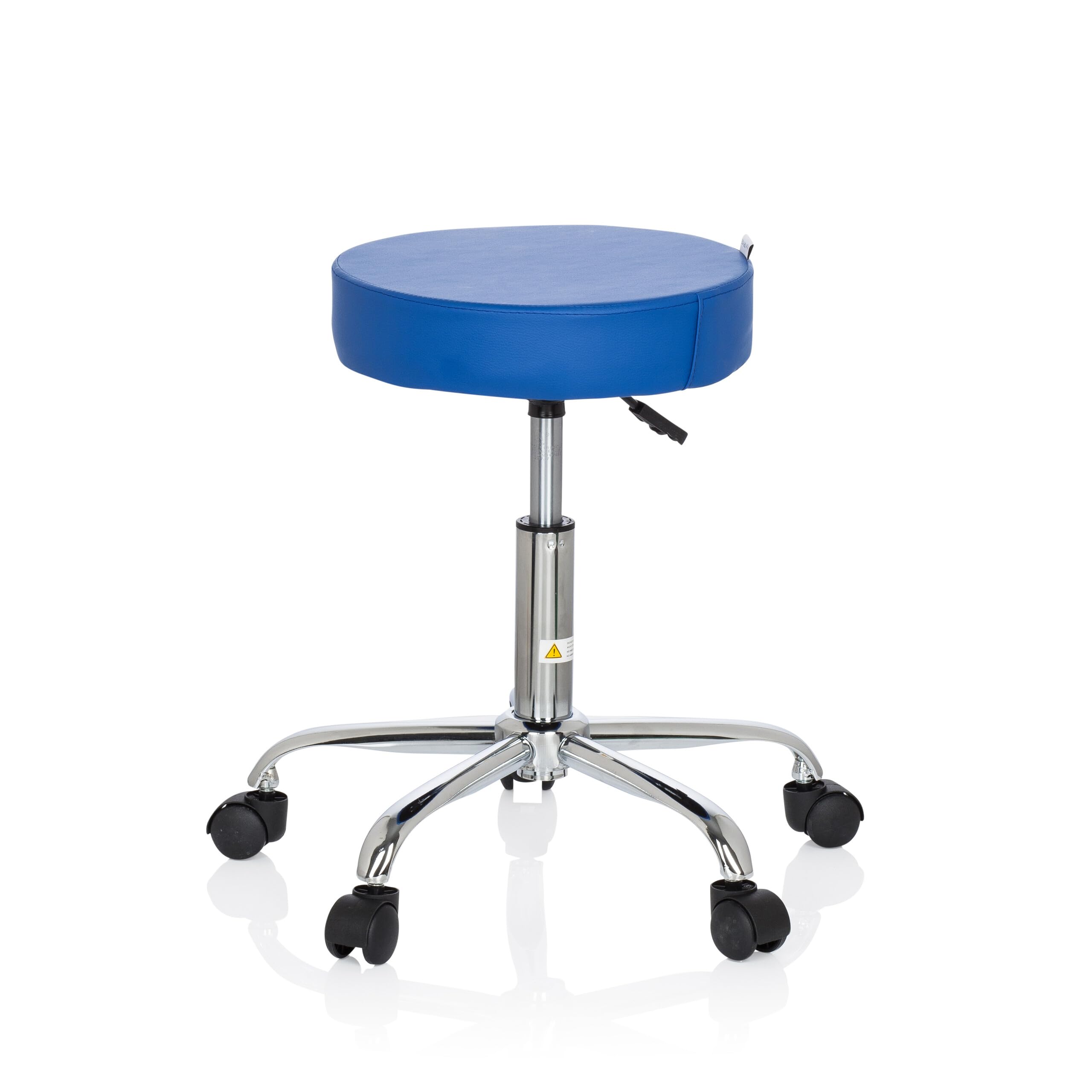 HJH Office 729413 Sgabello da ufficio OPERATOR II in similpelle blu Sgabello regolabile in altezza con rotelle