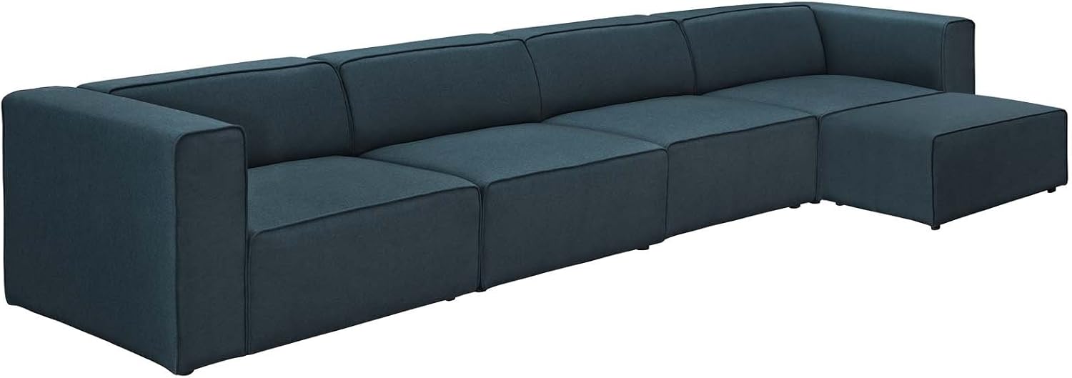 Modway Mingle Contemporary Modern 5-Piece Sectional Sofa Set in Blue