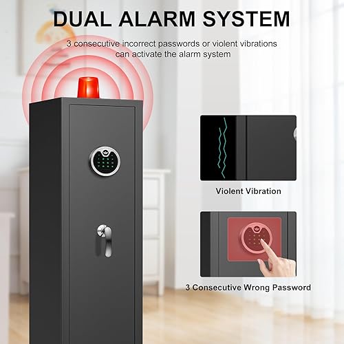 Miniatura 4 de 5-7 cajas fuertes para armas ignífugas para rifle y pistolas caseras, caja fuerte digital larga para rifles y escopetas con bolsa de pistola y caja