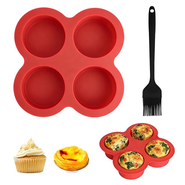 Silikonowa forma do pieczenia muffinek, 4 sztuki, nieprzywierająca, zestaw foremek do deserów, z pędzlem, do piekarnika, muffinek, babeczek, mini serów