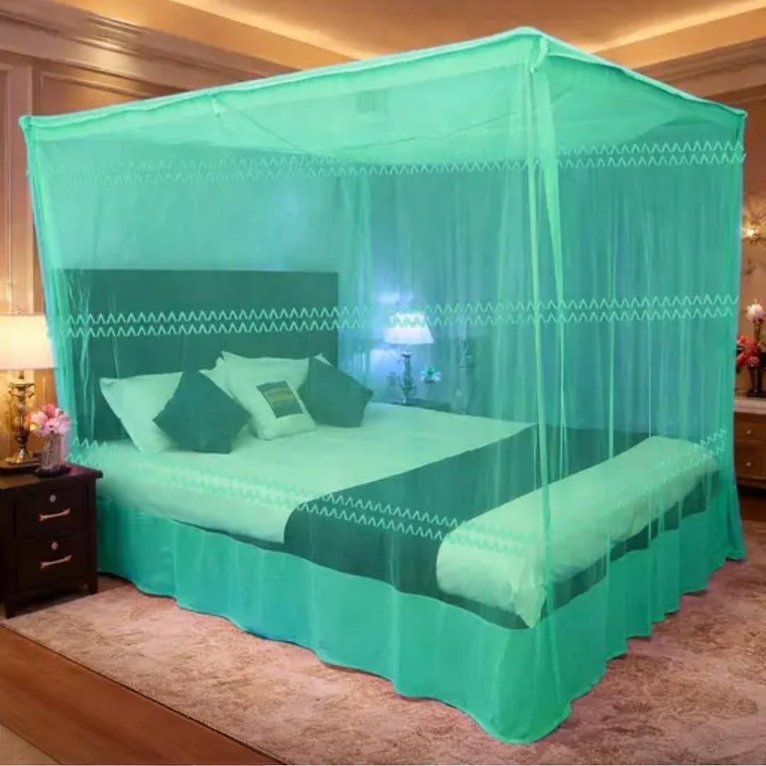6x7 Ft Double Bed Mosquito Net | Foldable Hanging Mosquito Protection Net for Bedroom | Polyester Mosquito Net for King Size Bed-image-38