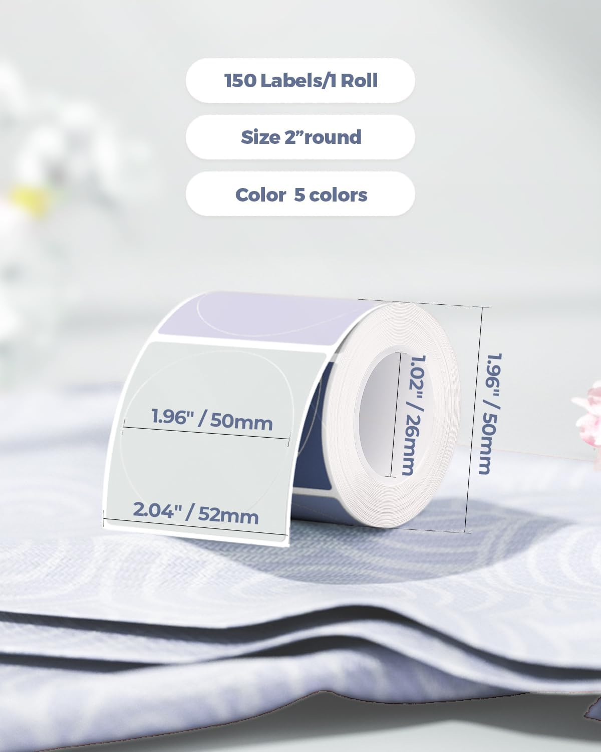 MUNBYN 2 Inch Circle Thermal Sticker Labels, Self-Adhesive Round Thermal Labels for Classification, Baking, 150 Sheets/1 Roll - Image 2