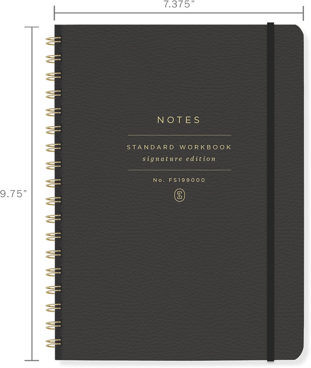 Fringe Studio Standard Black Semi-Concealed Notebook, Faux Leather (199009)