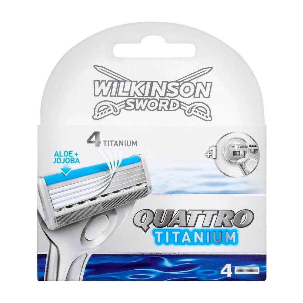 Wilkinson Sword Quattro Titanium Sensitive Razor Blade for Men, 4 Blades