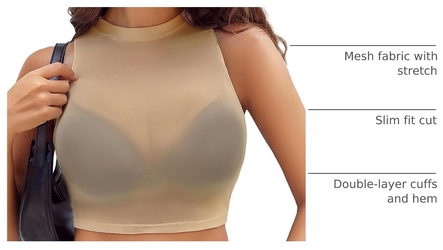 Avidlove Women Camisole Tops Sexy Mesh Crop Tank Top See Through Undershirt image 4