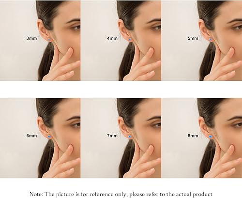 Miniatura 5 de White Gold Plated Sterling Silver Opal Stud Earrings 3mm-8mm Options, Simulated Opal Dot Studs Hypoallergenic Jewelry