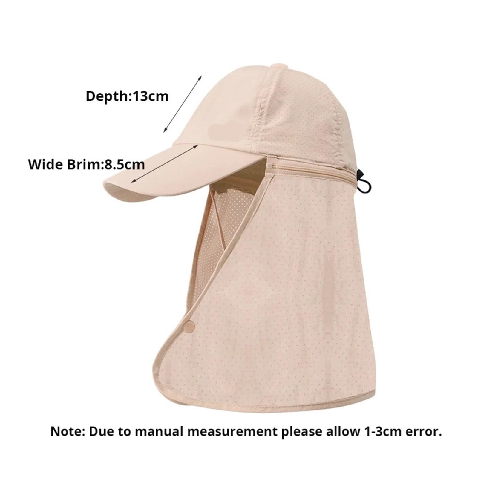 Generico Cappello da Pescatore Esterno Compatibile for Uomo Berretto Baseball Staccabile Estivo Anti-Falda Trekking Maschile