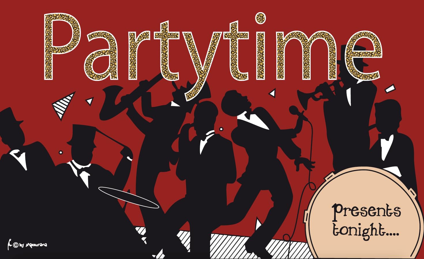 Drapeau festival Partytime grand format 90 x 60 cm résistant