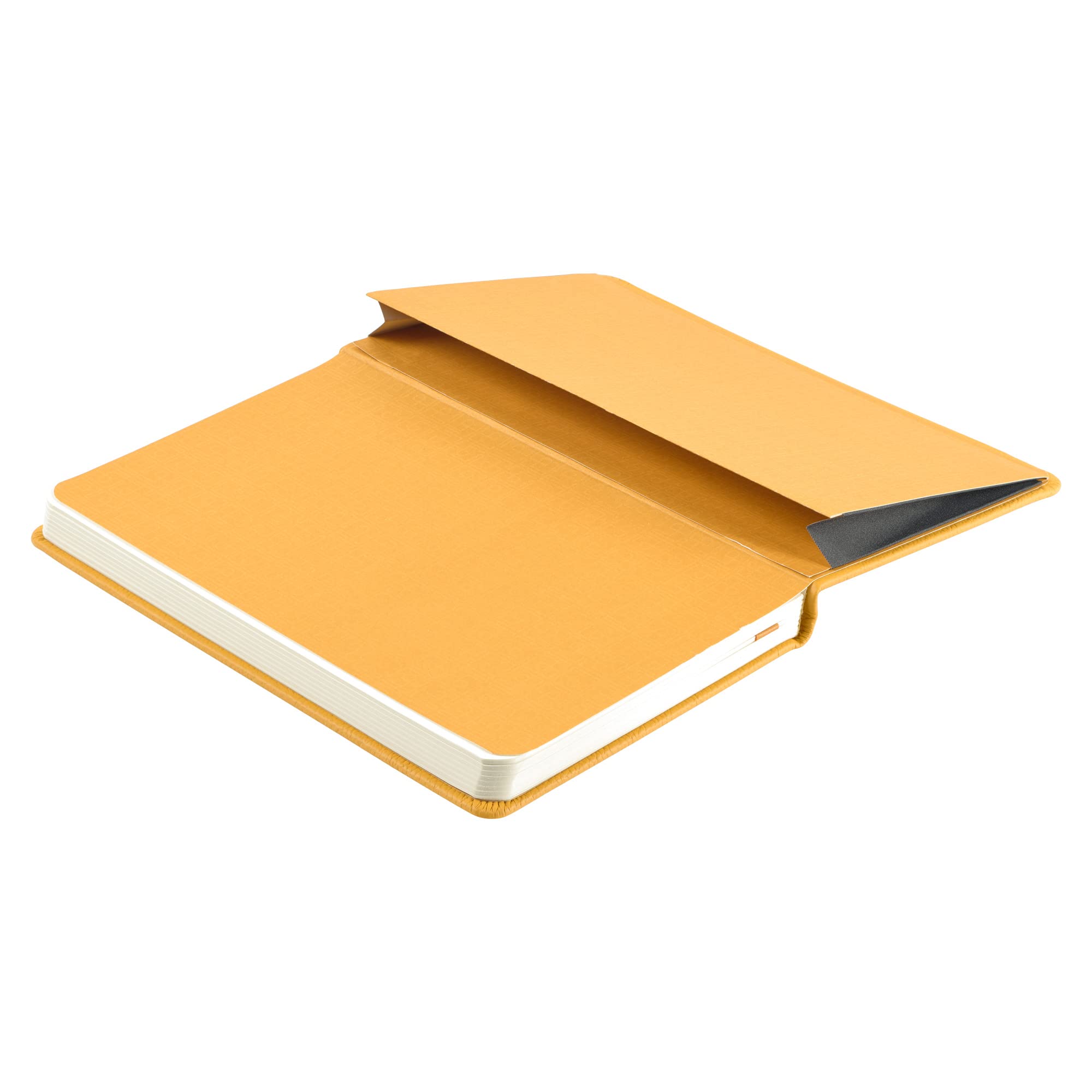 Journal classique en cuir, couverture rigide, jaune beurre, grand (13,7 x 21,3 cm), 240 pages lignées, collection Inspire
