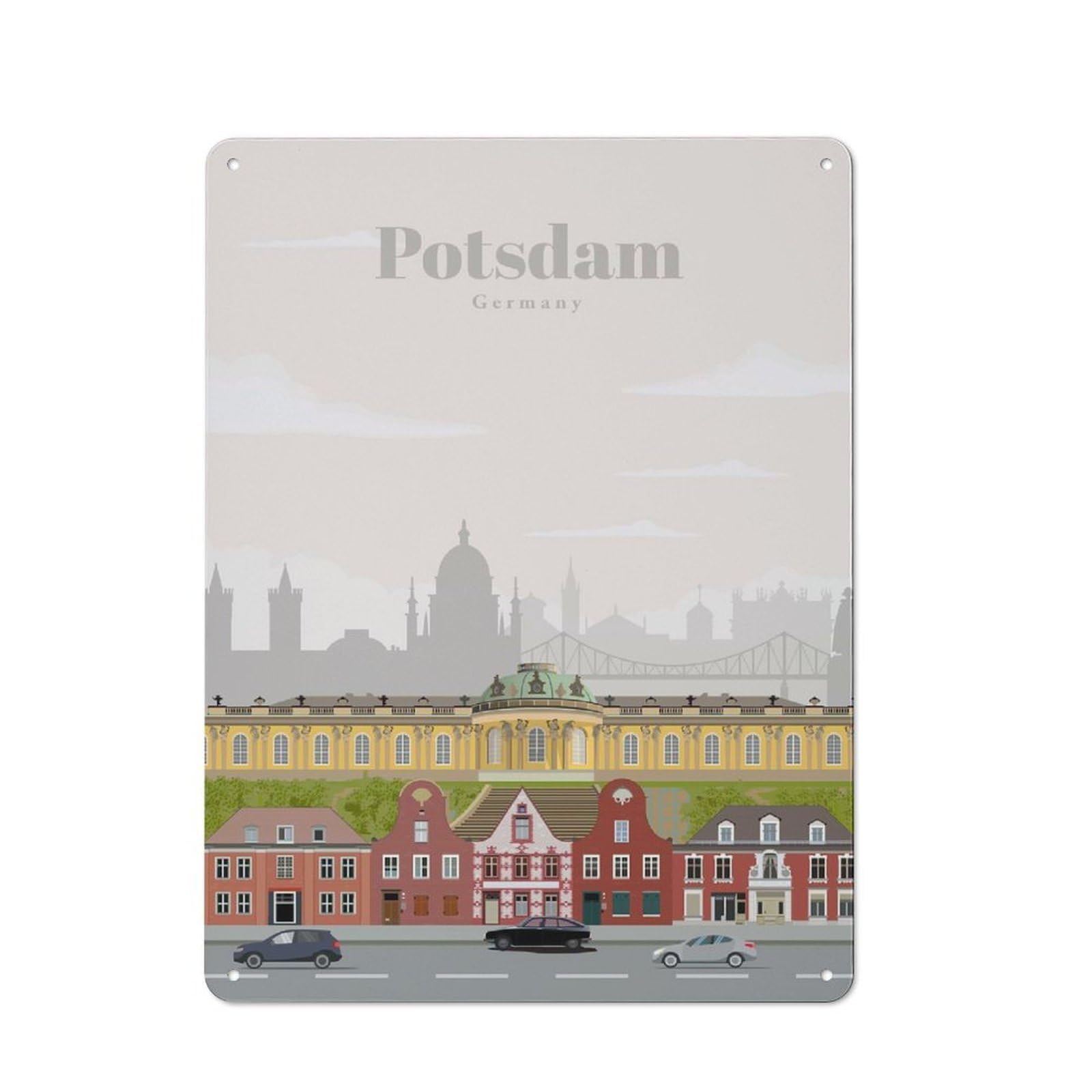 Junmoney Travel To Potsdam Tin Sign 40X30cm With For Home Bar Wall, Vintage Decor, Wall Decoration For A Recently Updated Home Bar