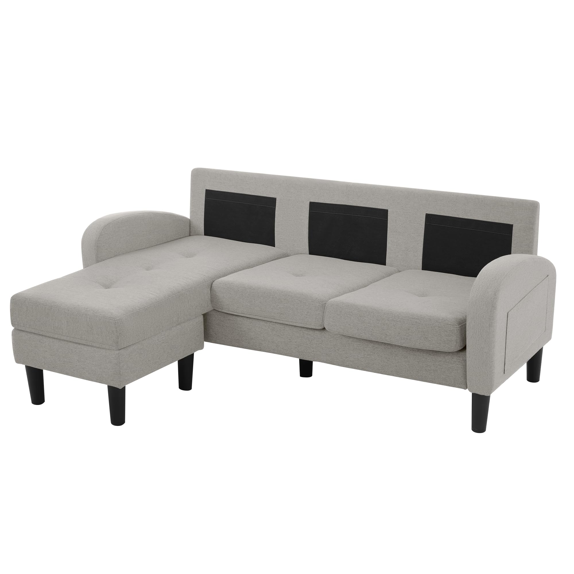 Sofá esquinero en Forma de L con Chaise Longue - Sofá de 3 plazas, 166 x 118 x 77 cm, Tela de Lino de algodón Transpirable, Patas de plástico, Ideal para Espacios reducidos