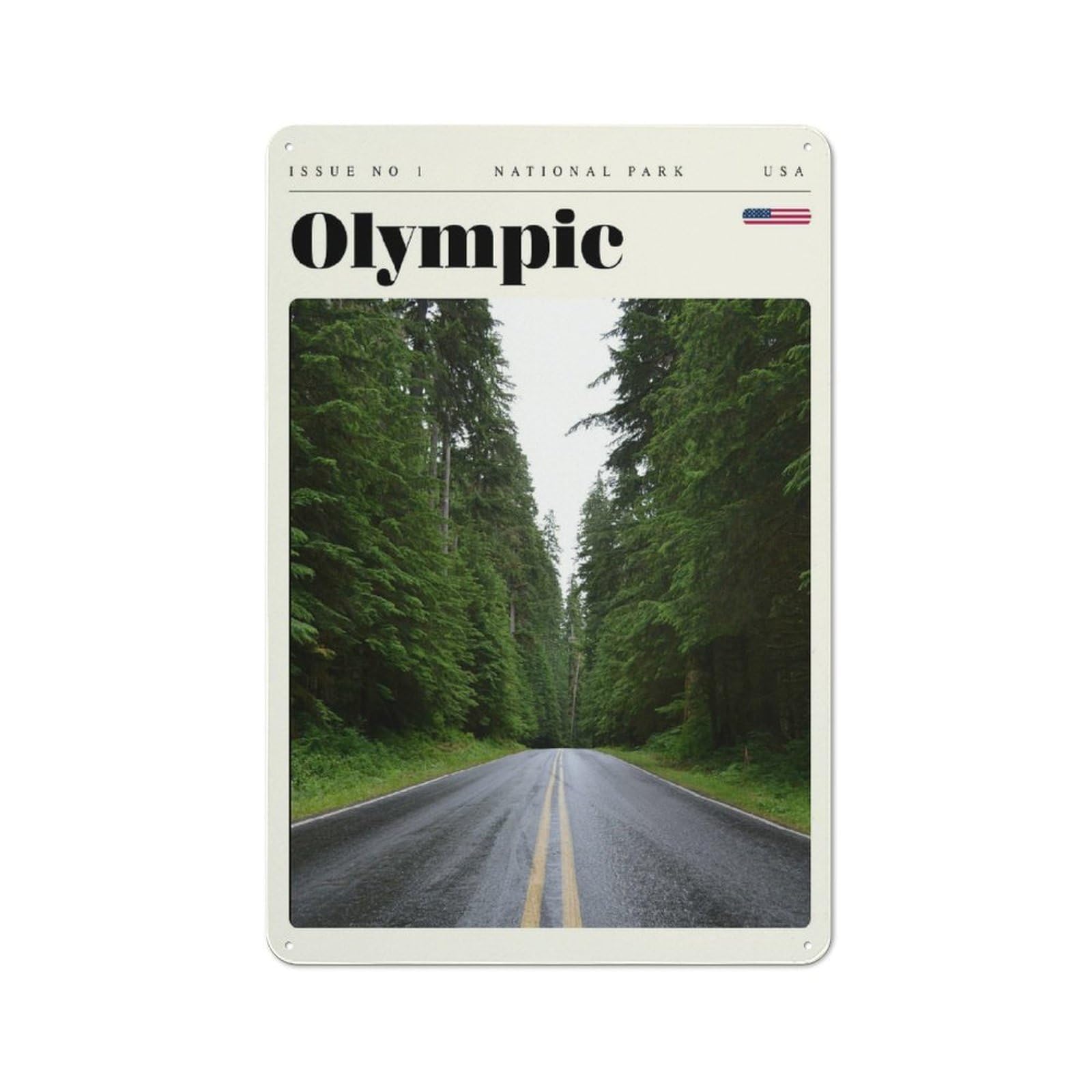 Junmoney Style-10 Olympic National Park Travel Art Metal Wall Plaque 30X20cm, Character Room Wall Plaque For Hallway, Home Bar, Garage Or Study