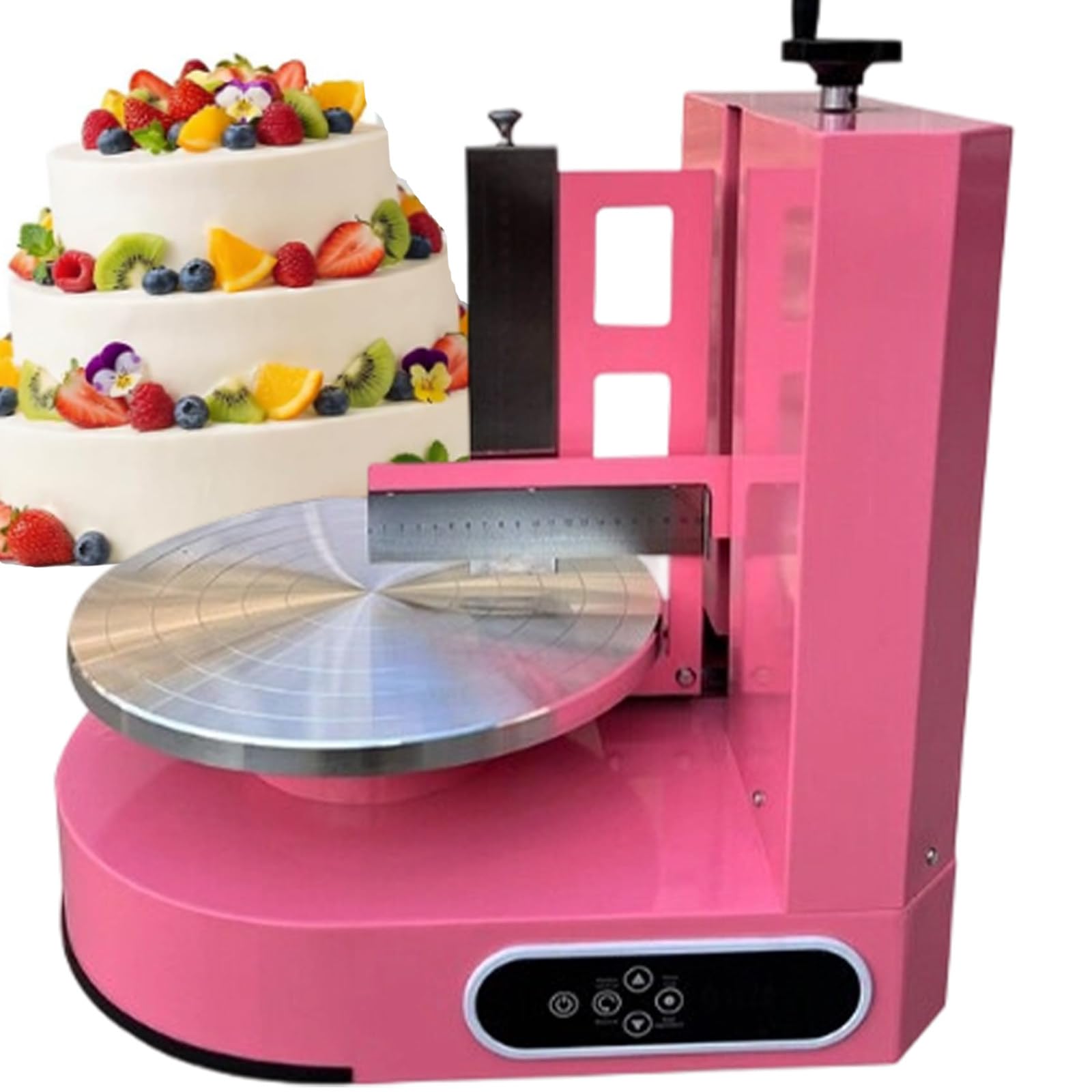 Torta Giradischi Automatico Macchina, Giradischi Automatico per Torte, per Decorare, Livellare E Spalmare La Crema, per Cottura Professionale Pink