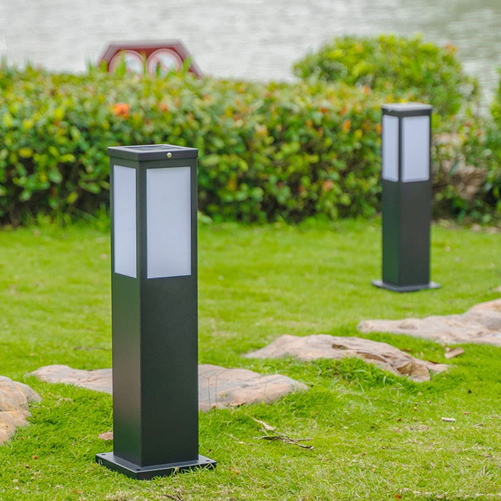 LED Solar Post Lamp – Waterproof Outdoor Yard & Garden Light – Black Aluminum & Glass