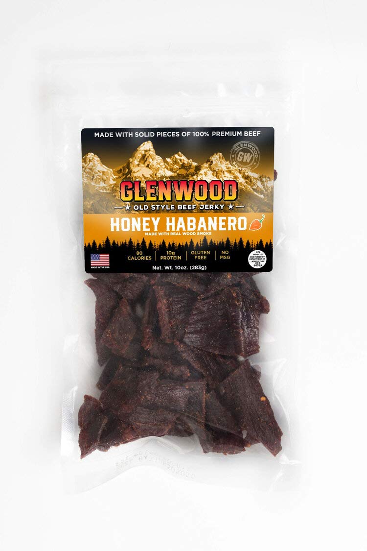 Glenwood Premium Beef Jerky Handcrafted Jerky, Honey Habanero 10 Ounce Bulk Jerky, Naturally Wood Smoked Jerky, Made in the USA, No MSG, Gluten-Free Jerky