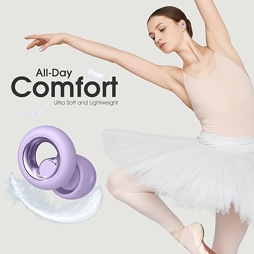 Miniatura 3 de Tapones para los oídos para dormir con cancelación de ruido, tapones suaves para los oídos para concierto, tapones reutilizables de 45 dB para