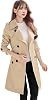 Womens Trench Coat Plus Size Double-Face Double-Breasted Long Jacket Lightweight Water Repellent Solid Pattern Thin Large Collar Commuting
