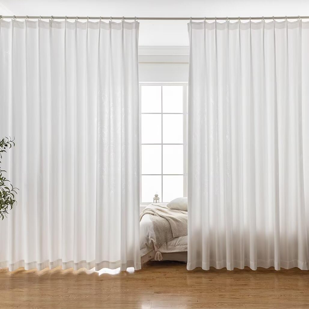 Amazon｜YKFN レースカーテン 透けない 1枚 190cm丈 180cm幅 ミラー