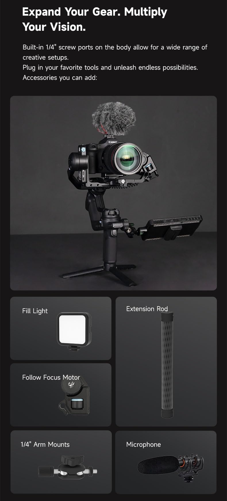 FeiyuTech SCORP 3 Gimbal Stabilizer, 3-Axis Camera Gimbal 7.7lbs Payload Vertical Shooting Control with Touch Screen for Mirrorless Camera with Short Lens, Compact Cameras