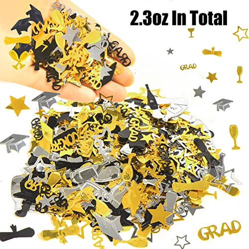 Foimas Graduation Confetti,3000Pcs/2.3Oz Congrats Grad Graduation Table Confettis Class Of 2023 For Graduation Party Decoration,Gold And Black #TOP1