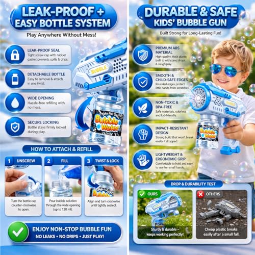 Goyal's Electric Bubble Gun for Kids 3+ Blue - Image 7