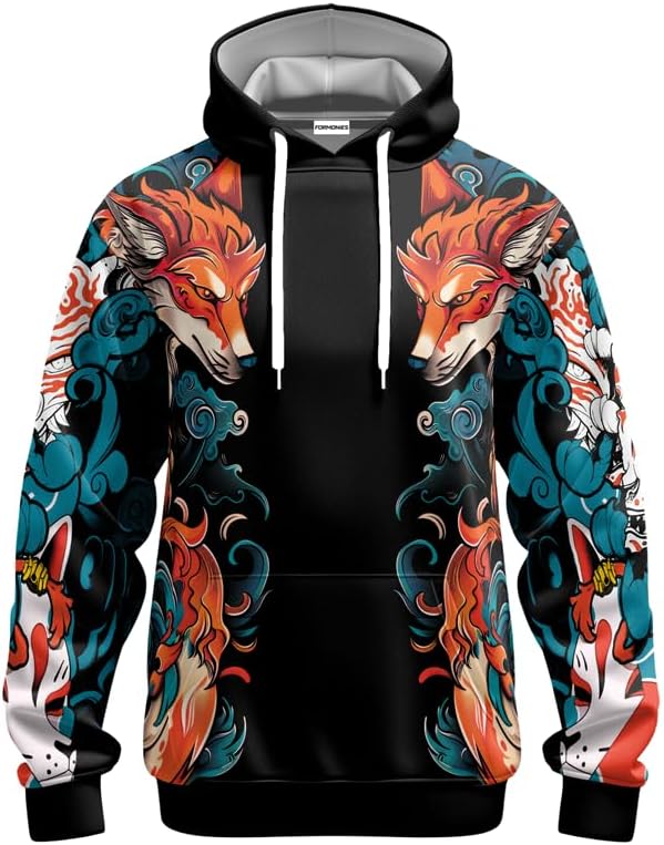Samurai Mens Hooded Sweatshirt 3D Printed Graphic Pullover Streetwear Hoodies for Men and Women