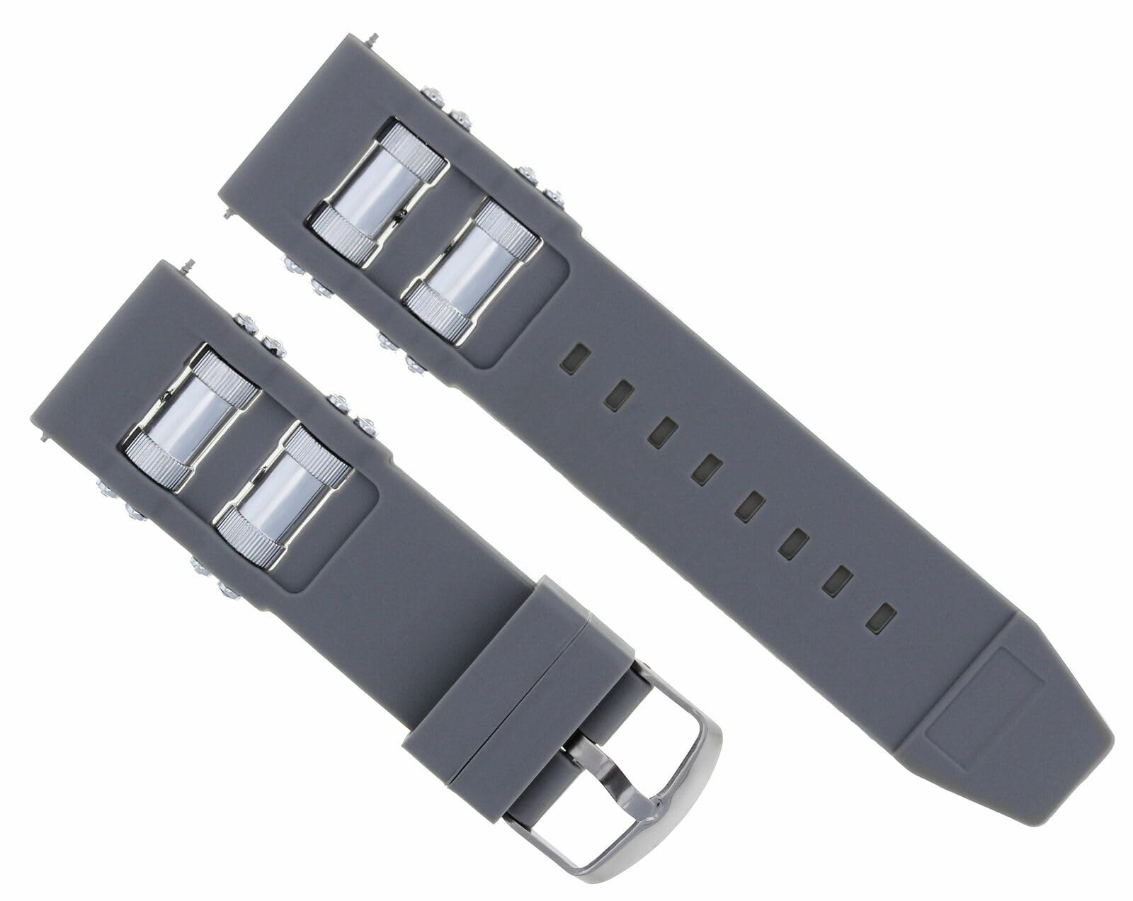 Ewatchparts 26mm Rubber Watch Band Strap Compatible With Invicta Russian Diver 1201 1805 1845 1959 Gray