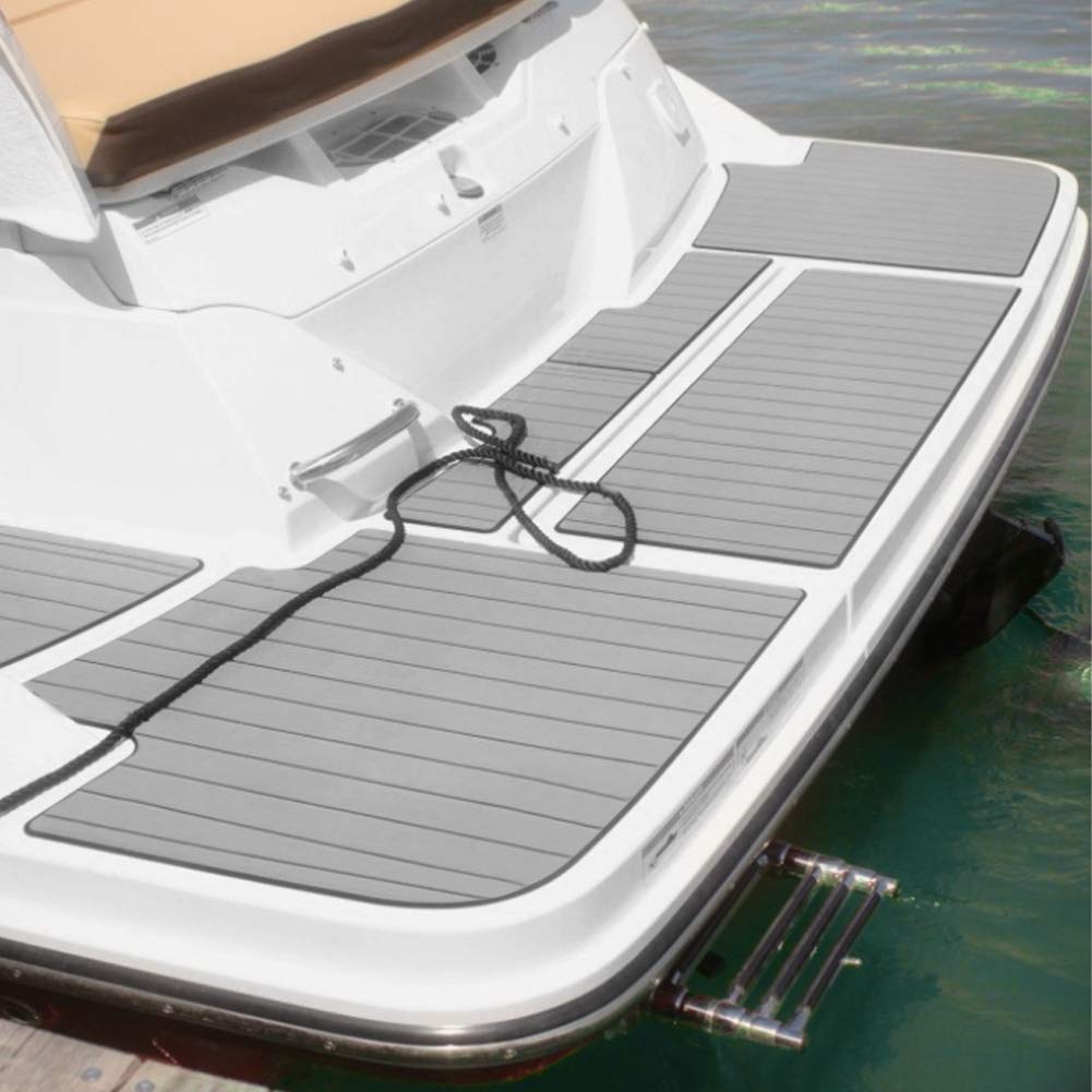 Ejoyous Antirutschmatte aus Schaumstoff, Bodenbelag für Boote aus Teak Eva, für Yacht, Remi-Boote, Camping Auto, hellgrau, 240 x 90 x 0,6 cm, Rutschfester Teppich mit Selbstklebender Rückseite