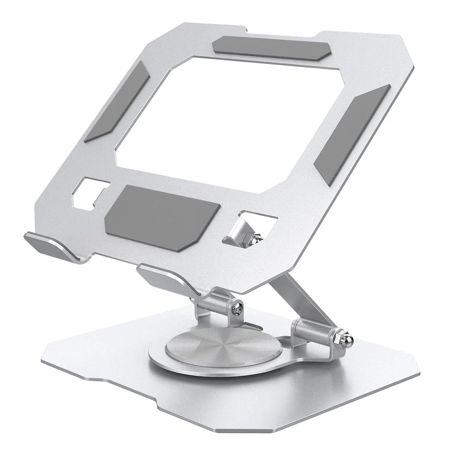 fugetek tablet stand, 360° rotatable adjustable tablet stand compatible with 4-13 inch phone/tablet, super stable universal tablet holder compatible with ipad, iphone, kindle (silver)