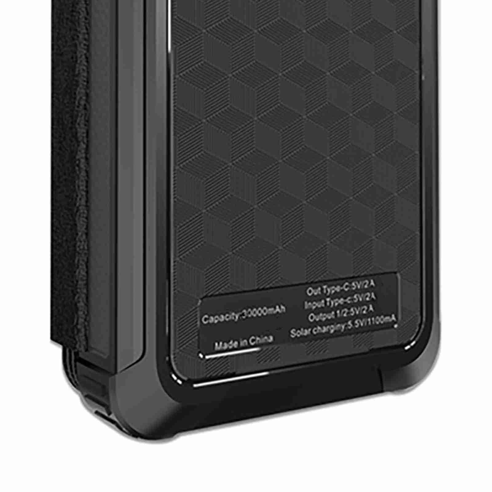 Banque D'énergie Solaire 30000mAh, Chargeur Portable étanche et Résistant aux Chocs pour Camping Randonnée en Plein Air