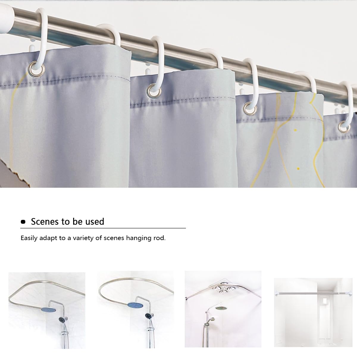 Rideau de Douche marbre Blanc Noir Or Moderne W150xL200 cm
