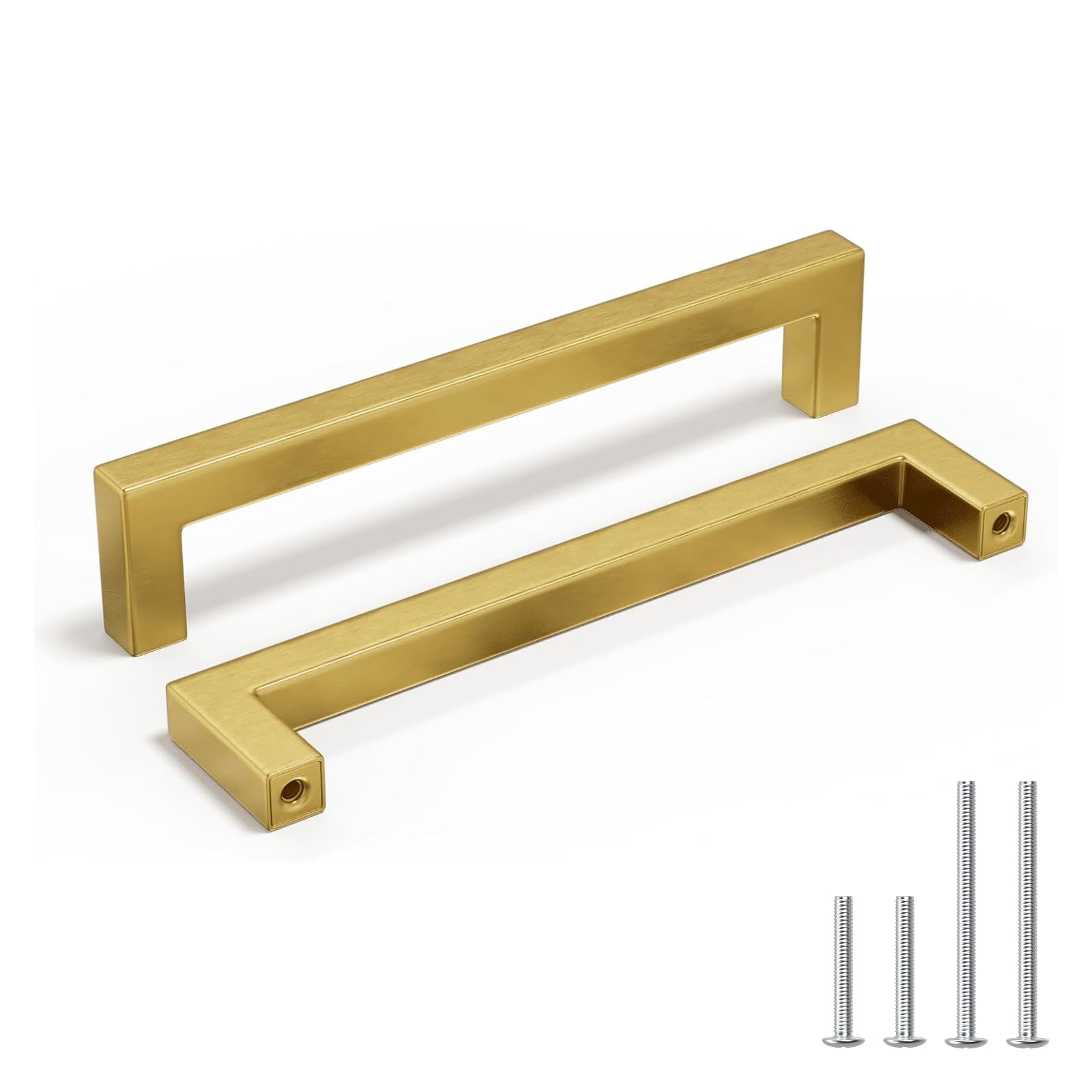 homdiy 6 Pack 6-1/4 Inch Gold Handles for Cabinets Kitchen Cabinet Handles Brushed Brass Cabinet Pulls Gold Hardware for Cabinets Stainless Steel Modern Hardware
