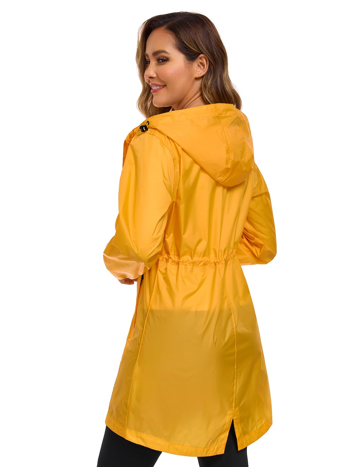 Vancavoo Chubasquero Mujer Impermeable Plegable Raincoat con Capucha Abrigo Impermeables Ligero Softshelljakce Cremallera Primavera Otoño Rain Coat