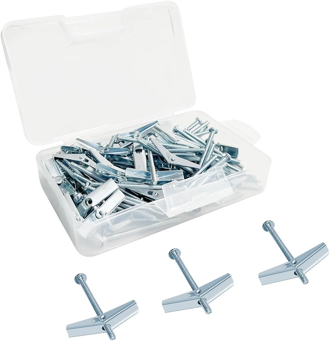 1/8X2-Inch Toggle Bolt and Wing Nut for Hanging Heavy Items on Drywall (50 Pack)