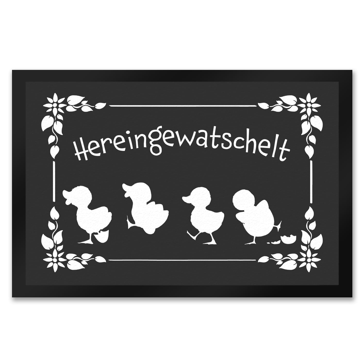 speecheese Hereingewatschelt Fußmatte XXL in 50x75 cm mit niedlichen Entchen für den Eingang als Frühlings- und Oster Dekoration oder um deinen Besuch zum Eintreten zu Bitten
