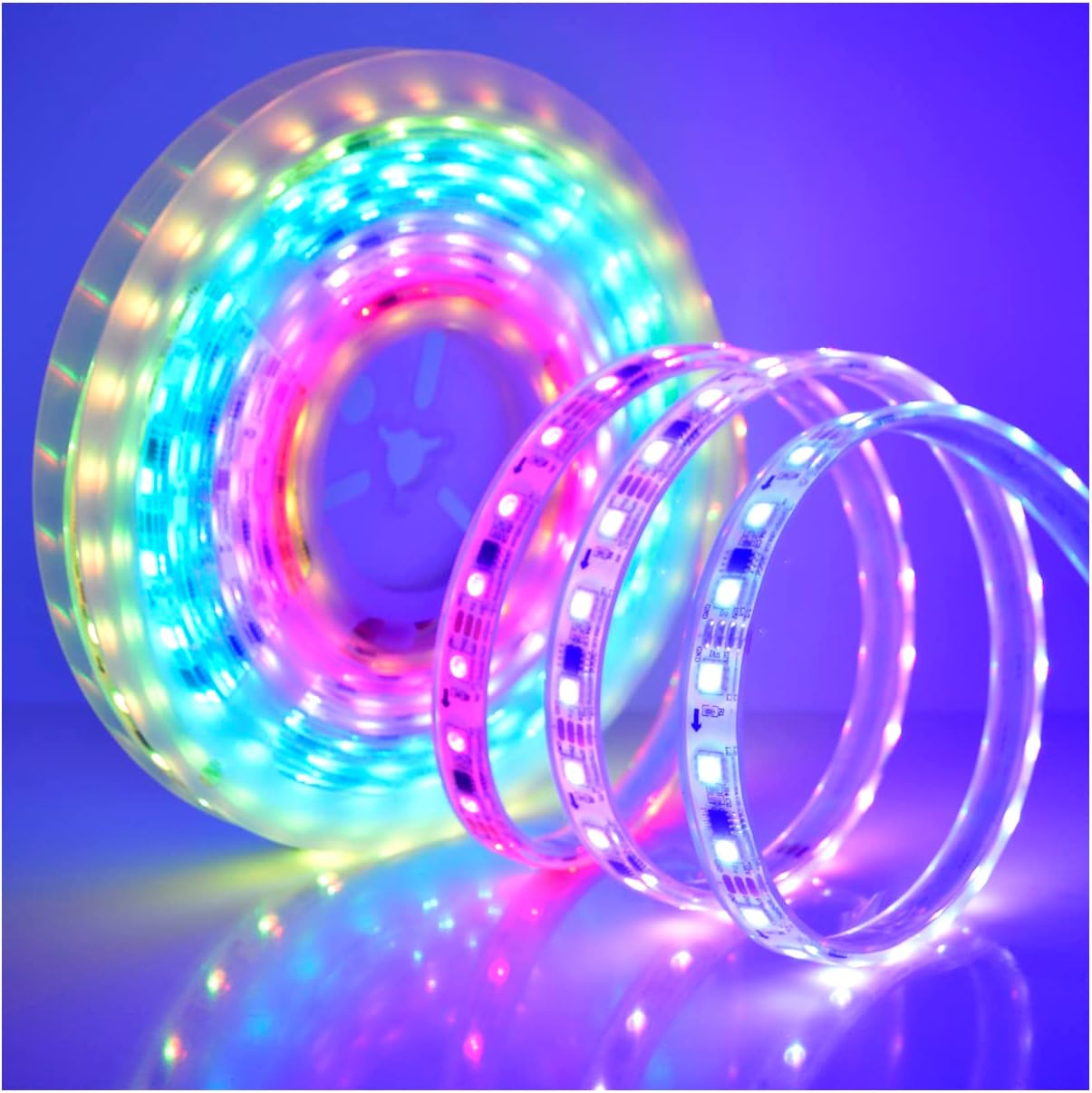 12V 2811 Pixel Programmable LED Strip Light, Fancy Dream Color, 5M/16Feet 300LED, Without Power Supply (IP68 Silicone Filled)