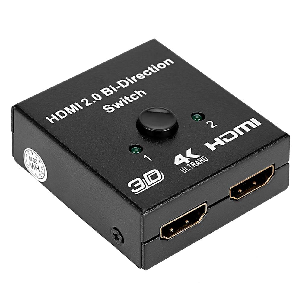 Two-Way HDMI Switcher, Fine Workmanship Practical HDMI Splitter, Gaming Consoles Projectors for PCs Office Laptops Apartment Hotel School Home
